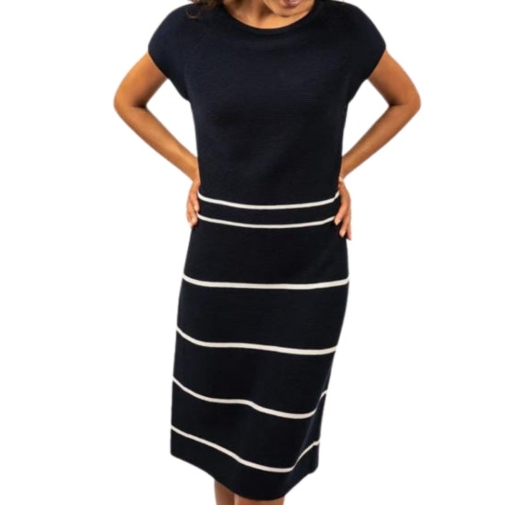 Saint James Women's Striped Casual Navy Coastal Nautical Mini Navy Dress Size 6